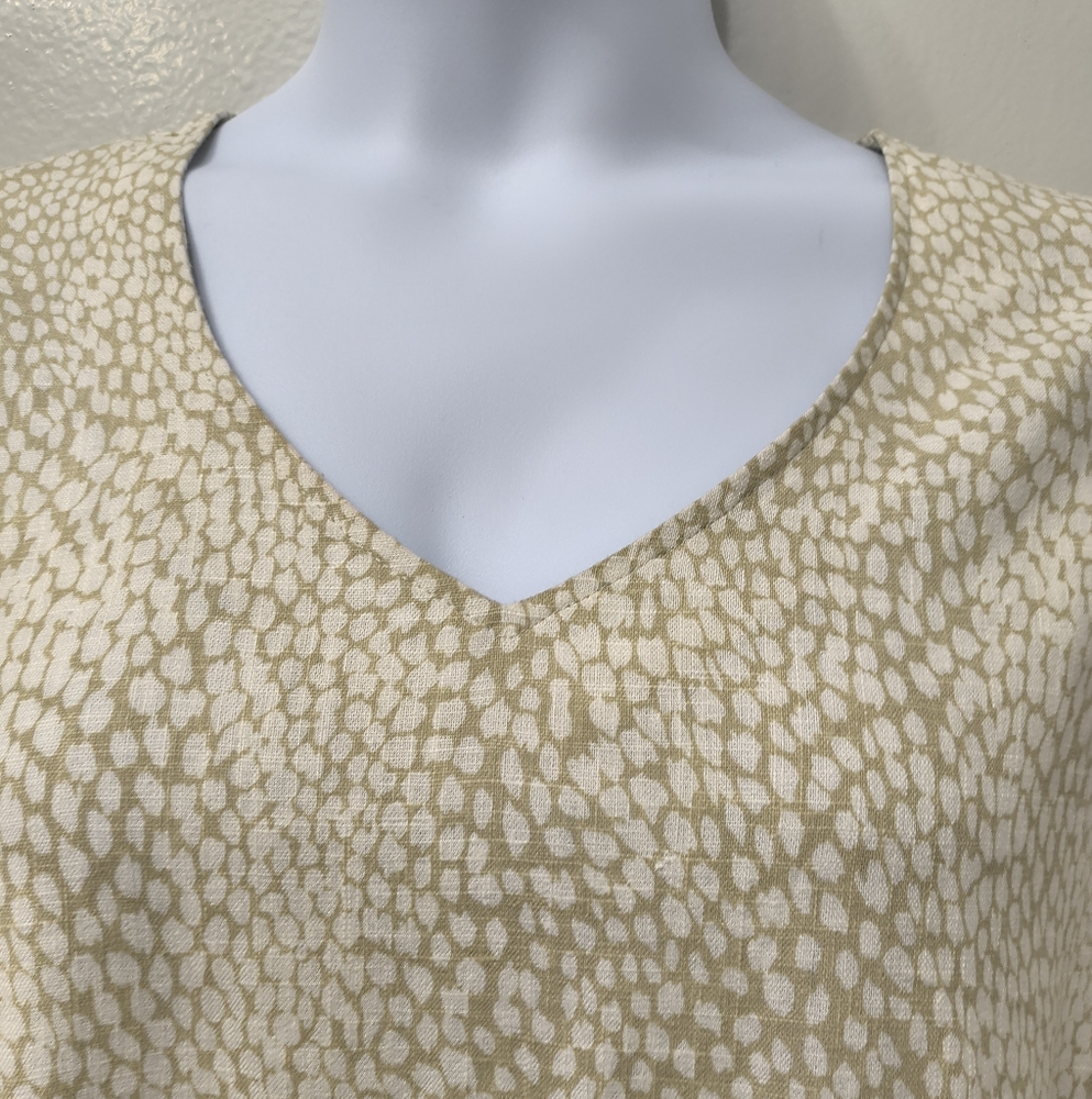 Nicole Miller Original Women's Linen Blend Casual Dress Beige White XL Preppy - Picture 2 of 12